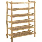 vidaXL Schoenrek met plank Naturel 6-niveaus Bamboe