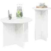 vidaXL Bijzettafelset 2 st Wit Ø 45 x 35 cm Bewerkt hout