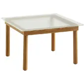 HAY Bijzettafel Kofi Water-Based Lacquered Solid Oak Frame Clear Reeded Glass L60 x W60 x H36 cm