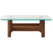 Audo Copenhagen Brasilia salontafel 100x100 cm Walnut-clear glass