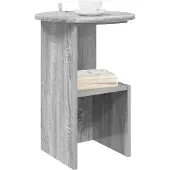 vidaXL Bijzettafel Grijs sonoma Ø 39,5 x 55 cm Bewerkt hout