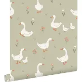 ESTAhome behang schattige ganzen groen - 50 x 900 cm - 131827