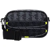 Lacoste schoudertas Reporter Bag Mesh Mono Periscope Blue donkergrijs