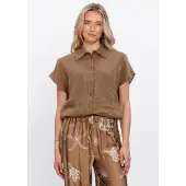 NUKUS Dames Blouses Julietta Top - Bruin - Maat XXL