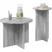 vidaXL Bijzettafelset 2 st Grijs sonoma Ø 45 x 35 cm Bewerkt hout