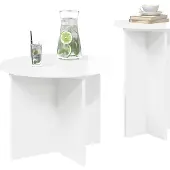 vidaXL Bijzettafelset 2 st Hoogglans Wit Ø 45 x 35 cm Bewerkt hout