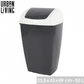 Urban Living "PASHA" Flip prullenbak 50L – tweekleurig wit en Moonrock