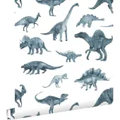 ESTAhome behang dinosaurussen donkerblauw - 50 x 900 cm - 131201