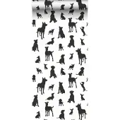 ESTAhome behang honden zwart wit - 50 x 900 cm - 139332