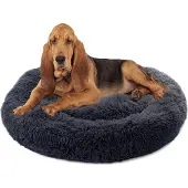 Paco Home Paco - Pluche Hondenkussen - 100cm - Rond - Antraciet