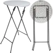 TRUTZHOLM Hoge tafel wit Ø 60cm inklapbaar Feesttafel Bistrotafel Klaptafel Biertafel