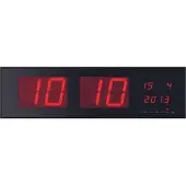 Perel Wandklok - Digitaal - LED-display - Zwart Rood