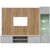 Meublorama Wandcompositie IXAR – Zwevend TV-meubel en vitrine – Met LED