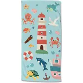 Good Morning Kinder Strandlaken Velours Sailor 75x150cm - aqua