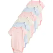 Next Rompertje/body beige / lichtblauw / rosa / wit