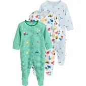 Next Rompertje/body pastelblauw / geel / groen / wit