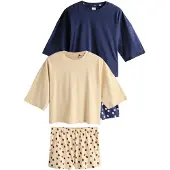 Next Korte pyjama beige / navy / aubergine / oudroze