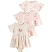Next Rompertje/body lichtbeige / cappuccino / rosa / wit