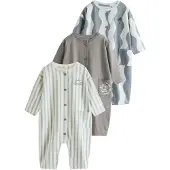 Next Rompertje/body smoky blue / taupe / pastelgroen / wit