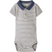Name it Rompertje/body donkerblauw / offwhite