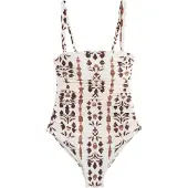Next - Dames - Gerimpeld buikcorrigerend bandeau Zwempak - Crème