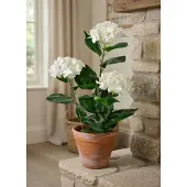 Mondex Kunstplant hortensia wit in pot 1,5x8,5x51cm