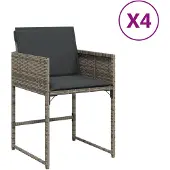 vidaXL Tuinstoelen met kussens, 4 stuks, grijs, polyrotan