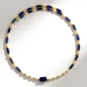 Cavill - Stalen Halsketting - 36,26 ct Afghaanse Lapis Lazuli - Zoetwaterparels & Gouden Hematiet - Elegante Blauwe Halsband 31,4 cm