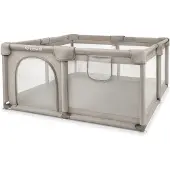 Kidwell -FANKO-babybox-grondbox-kinderbox–130x130cm–voor binnen en buiten-beige-ademend gaas-EN71-gecertificeerd-6 tot 36 maanden