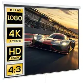HOMCOM Projection Screen-Kunststof, Metaal-244B x 183H cm-Wit