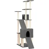 Syfax Kattenmeubel met sisal krabpalen 190 cm donkergrijs