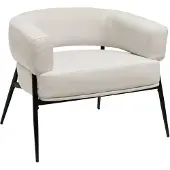 Sweeek Fauteuil stof gebogen rugleuning metalen frame Wit