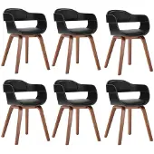 vidaXL Eetkamerstoelen 6 st gebogen hout en kunstleer zwart