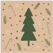 Duni servetten kerst tafeldecoratie Natural Yuletid 33x33cm.