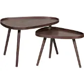 Woood Nissa Bijzettafels - Walnoot - Set van 2 - 39x71x52