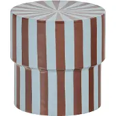 Woood Olia Bijzettafel - Metaal - Hoogglans Strepen Bruin/Blauw