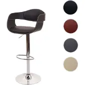 Mendler Barkruk HWC-A47b, barkruk, toonbankkruk, retro-design, hout, kunstleer zwart