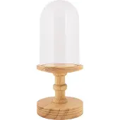 Clayre & Eef Glazen Stolp Ø 14x34 cm Bruin Hout