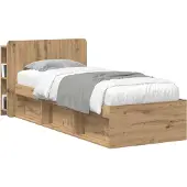vidaXL Hoofdeinde Kast Artisanaal eiken 80 cm Bewerkt hout