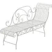 CLP Tuinbank Karma - Chaise Longue Loungebank - Romantische Art Nouveau Bank met Ornamenten - 160 kg - antiek/wit
