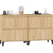 vidaXL Dressoirs 2 st 60x35x70 cm bewerkt hout sonoma eikenkleurig