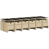 vidaXL 17-delige tuinset met kussens, beige, van polyrotan