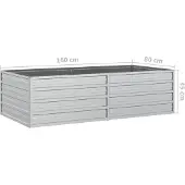 vidaXL Plantenbak verhoogd 160x80x45 cm gegalvaniseerd staal zilver