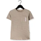 Koko Noko gestreepte T-shirt beige Jongens Katoen Ronde hals Streep - maat 116