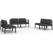 vidaXL 6-delige Loungeset met kussens aluminium antracietkleurig