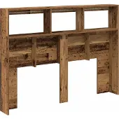 vidaXL Hoofdbordkast met LED 140x17x102 cm oud hout