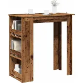 vidaXL Bartafel met opbergrek 102x50x103,5 cm oud houtkleurig