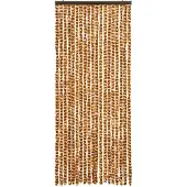 vidaXL Vliegenhor met chenille, oker en wit, 56x200 cm