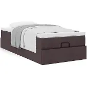 vidaXL Ottoman bed met matras 90x190cm stof donkerbruin