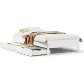 vidaXL Bedframe zonder matras massief grenenhout wit 140x200 cm